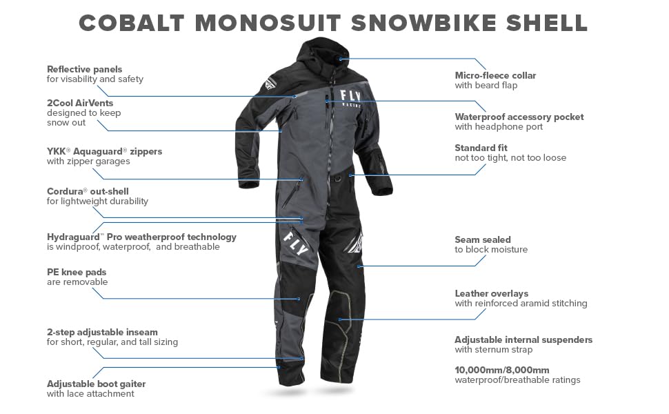 Amazon.com: Fly Racing Cobalt Shell SB Monosuit (Black/Grey, Large